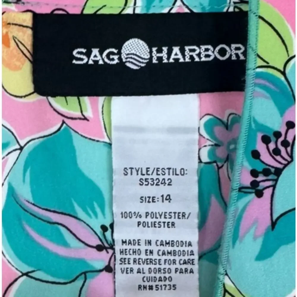 Sag Harbor Womens Size 14 Side Zipper Polyester Floral A Line Skirt